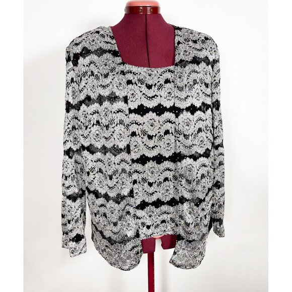 Vintage sparkly lacy 90s cardigan and tank set - Picture 1 of 7